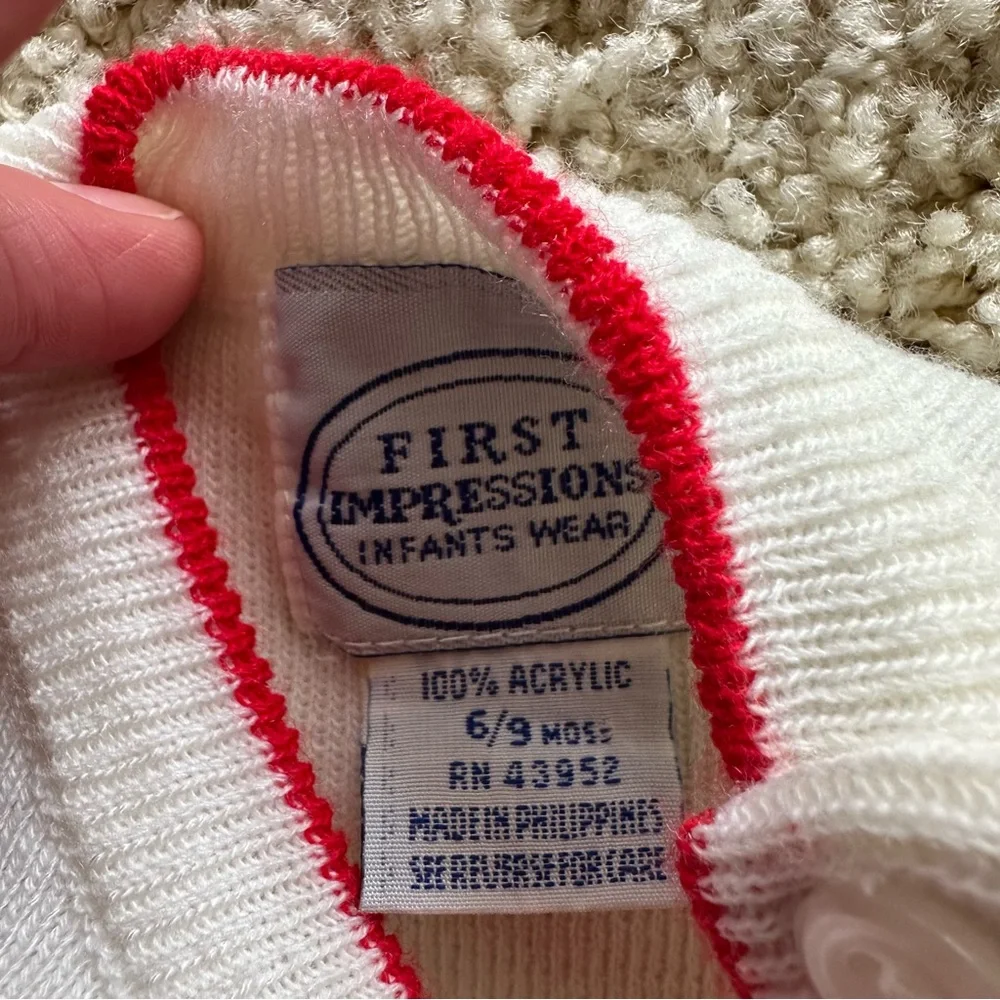 First Impressions 6-9M Christmas Bear Sweater Holiday Vintage - BEAR SQUEAKS‎